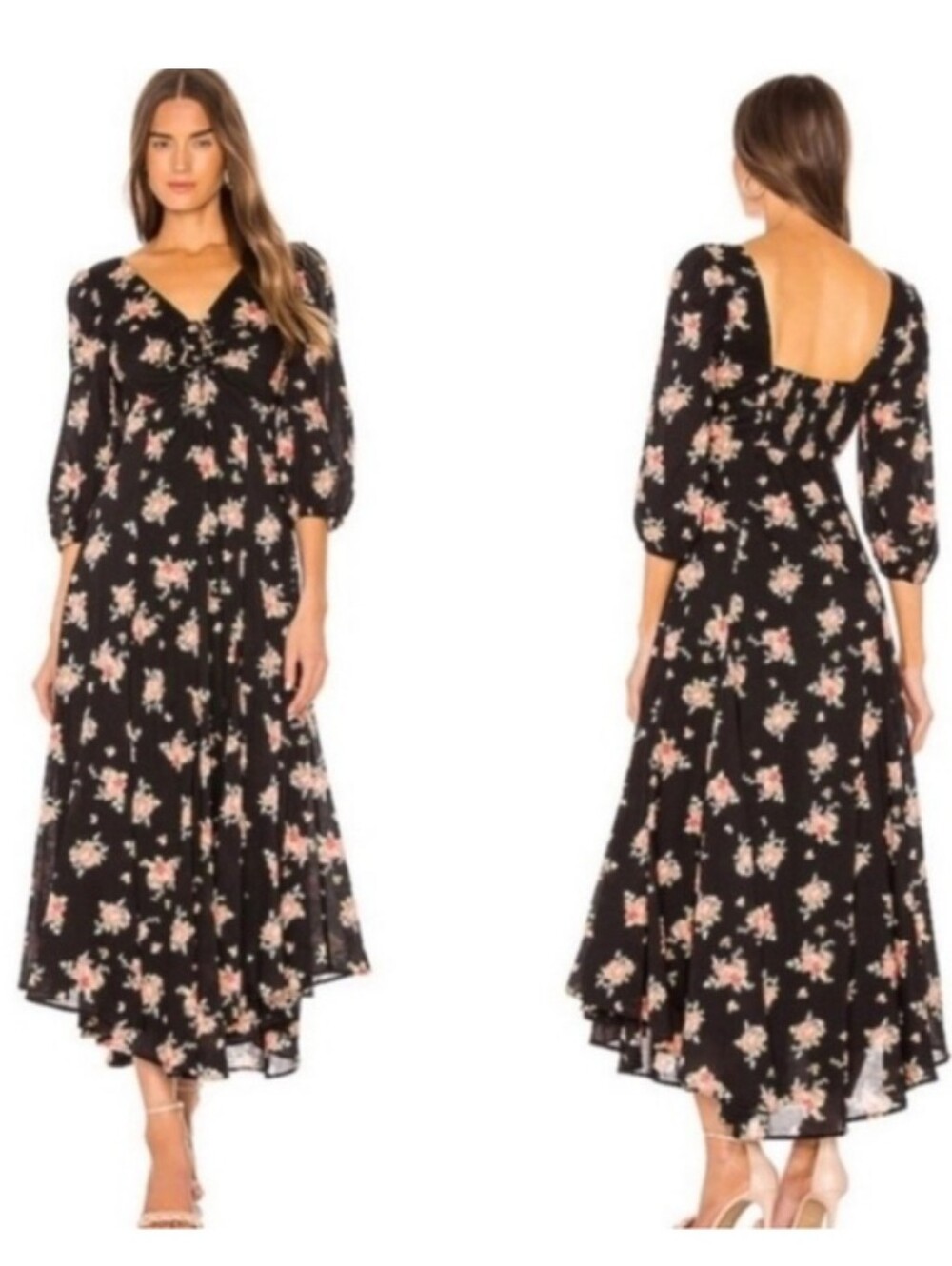 Free People Sea Glass Black Midi Dress